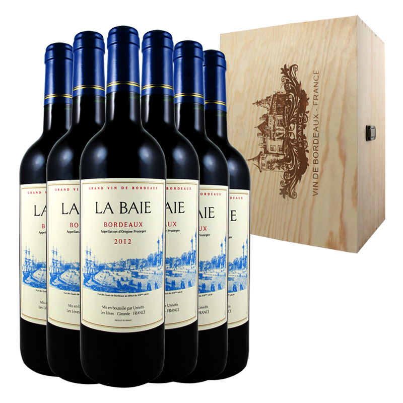 法国进口 La Baie 海湾 2012年份 波尔多AOP级红葡萄酒 750mL*6支木箱装 双重优惠折后￥248包邮