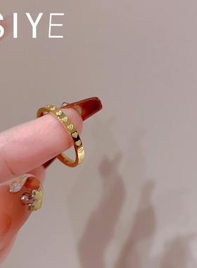 2025新款简约金色爱心戒指女时尚个性指环