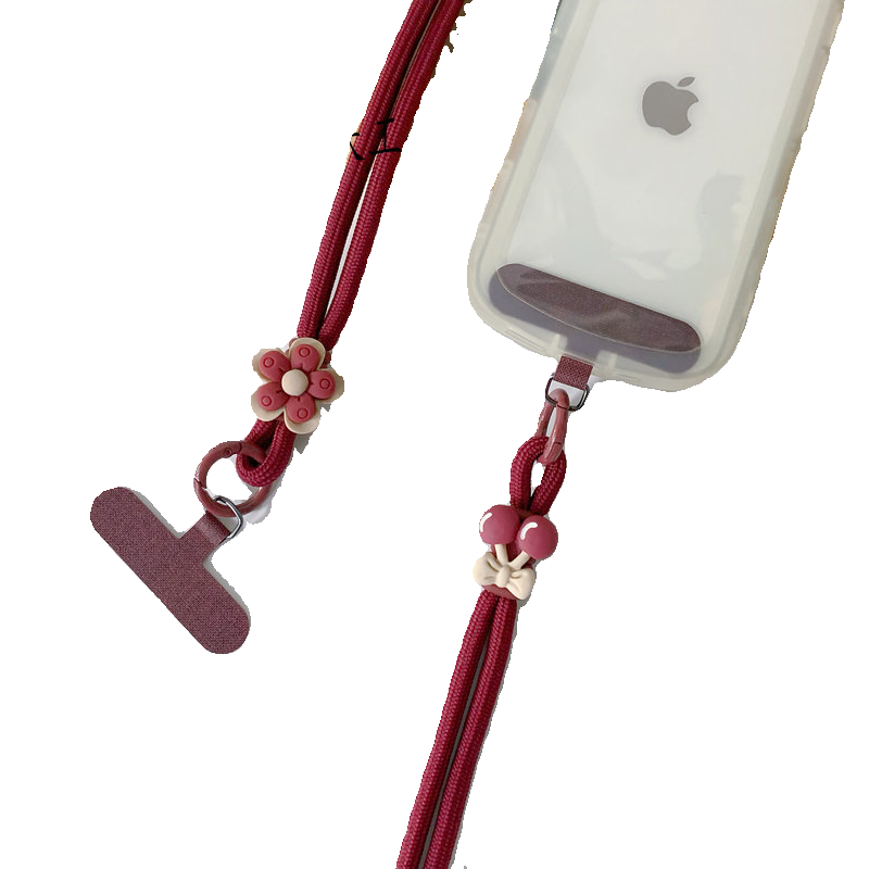 个性酒红色小女孩小熊手机挂绳防摔可拆挂脖绳ccd相机挂链潮男女,淘宝优惠券,粉丝福利购,淘宝优惠卷