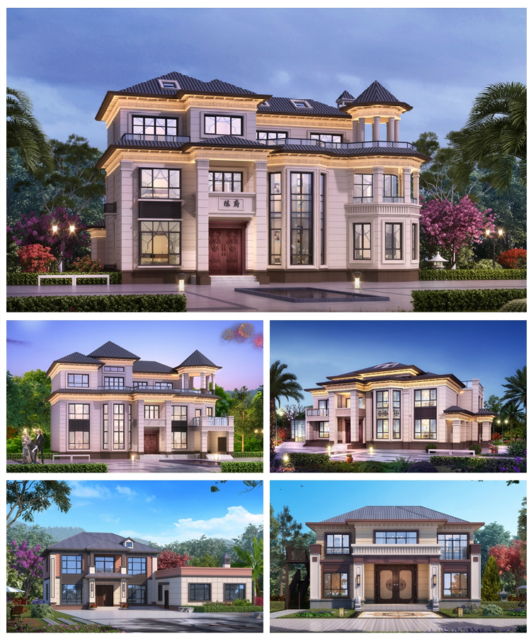 Rural self-built house villa design two-and-a-half-three-story house B&B old house renovation construction drawing renderings design