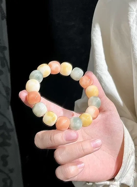 天然花皮菩提手串男女学生绕指柔文玩盘串菩提子佛珠念珠手链