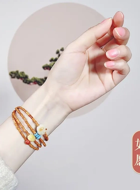 橄榄核手串文玩上岸小礼物轻奢小众女款多圈猫爪菩提竹节手链