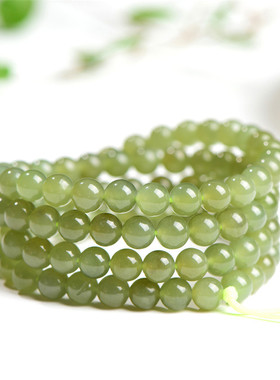 久雅水晶 天然晴水和田玉108颗佛珠链 青海晴水玉圆珠手链 直
