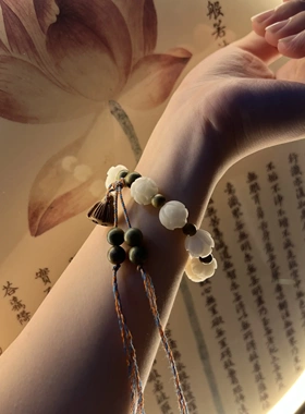 五台白玉菩提子手串女款文玩佛珠盘玩南瓜莲花珠情侣手链