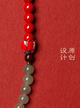 朱砂和田玉双圈手链属龙手串女士新款百搭礼物饰