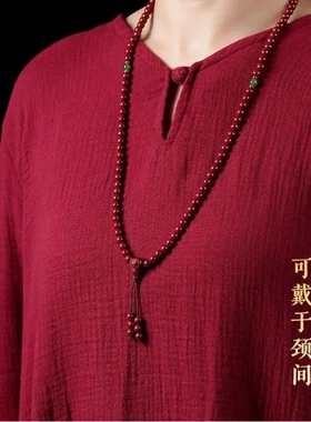 新款高含量朱砂手串女款和田碧玉108颗佛珠手串朱砂多圈手链饰品