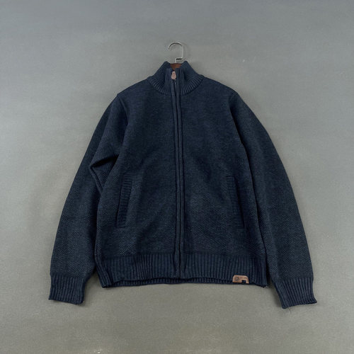 原 美国单 秋冬商务休闲开衫毛衣加绒加厚半高领针织衫拉链外套男 - 图2