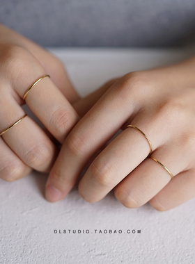 手工定制进口14k包金简约光面