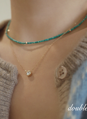 单颗锆石锁骨链包金锁骨链女锆石