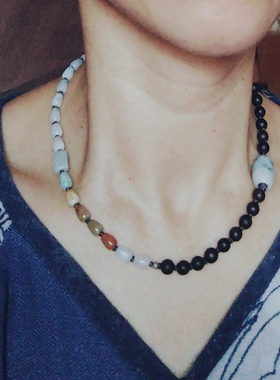 沉香翡翠纯银两用项链手绳