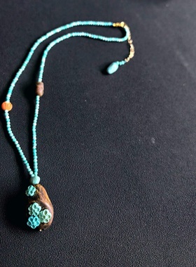 原创奇楠镶嵌松石锁骨链/项链