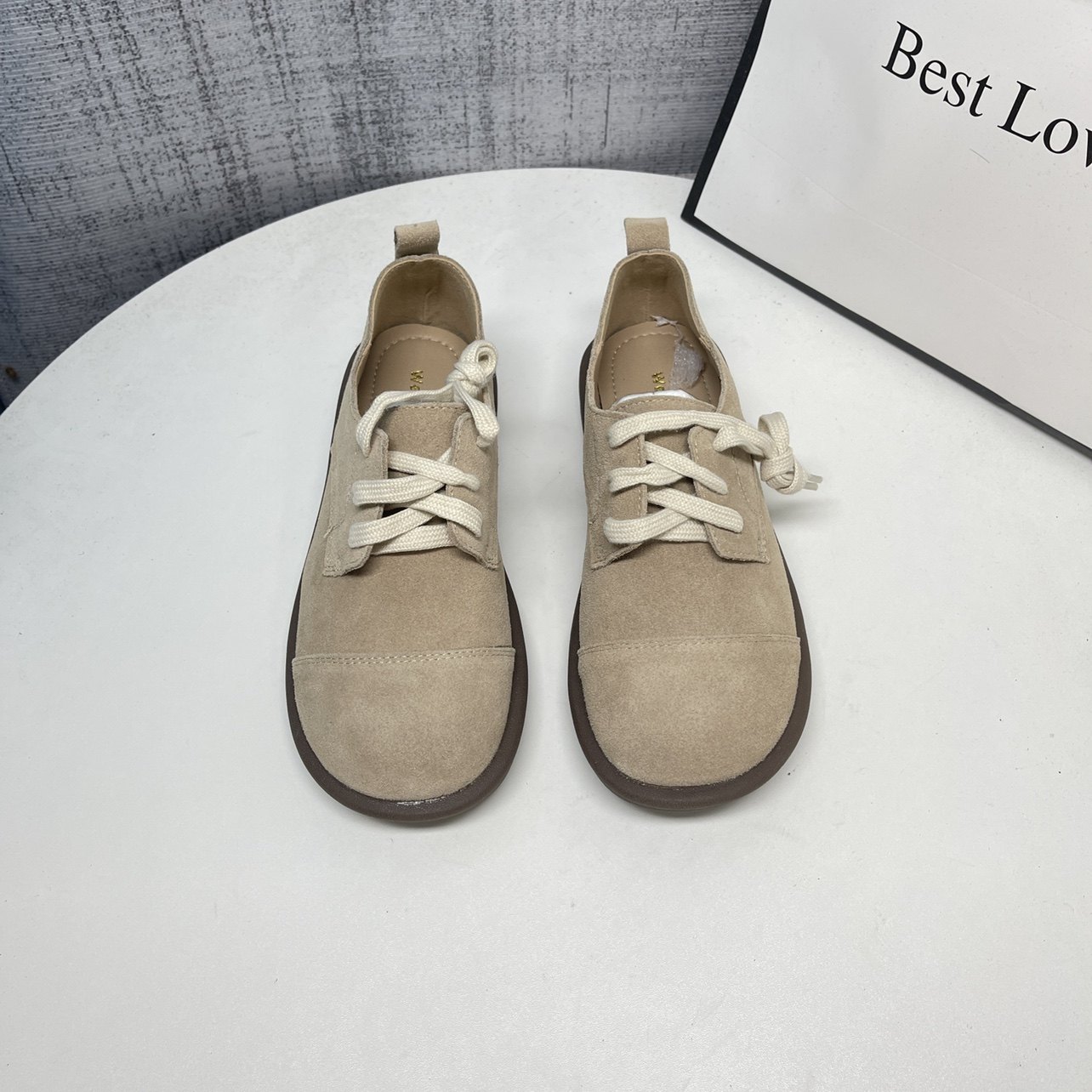 复古森系勃肯鞋女2025年春秋新款丑萌系带平底单鞋磨砂软底豆豆鞋,淘宝优惠券,粉丝福利购,淘宝优惠卷