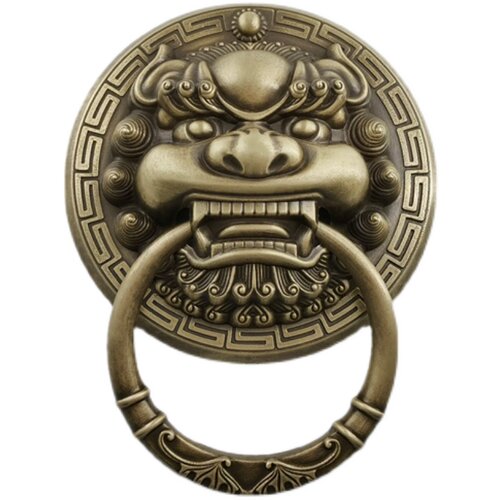 仿古中式真铜大拉手麒麟全铜大门狮子拉手仿古纯黄铜兽头实大门环 - 图3