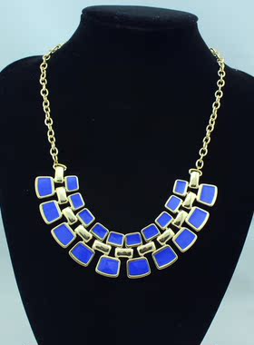 韩版几何图形黄色夸张短款锁骨链