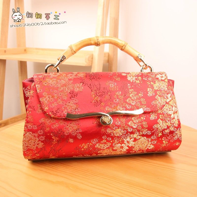 竹子拎波士顿枕头包DIY材料包自制钥钥手工宋锦包包解闷新中式,淘宝优惠券,粉丝福利购,淘宝优惠卷