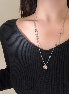 丽贝丽影上新时尚个性高级感小茶壶吊坠松石项链百搭女配饰可抽拉