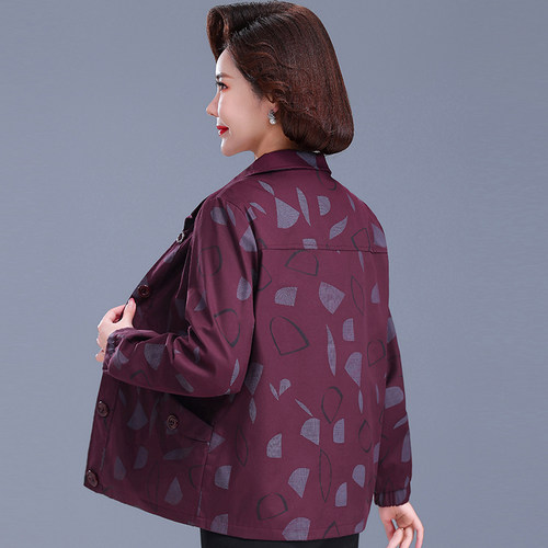 中老年人春装女奶奶春秋外套上衣50岁纯棉妈妈长袖老太太宽松衣服 - 图0