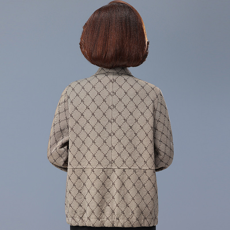 中老年春秋装女纯棉外套妈妈宽松洋气上衣老人衣服奶奶装休闲夹克
