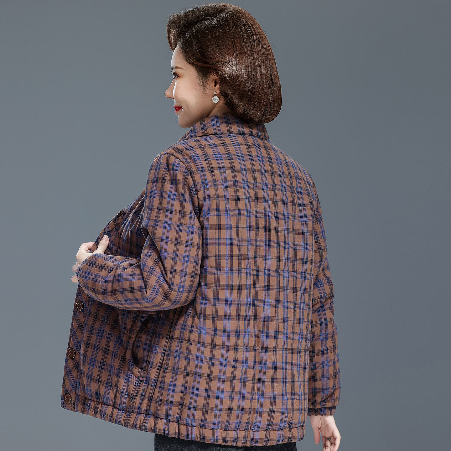 中老年女冬装纯棉格子奶奶棉衣保暖加厚棉服妈妈上衣棉袄立领外套,淘宝优惠券,粉丝福利购,淘宝优惠卷