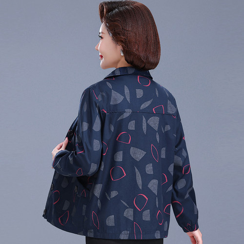 中老年人春装女奶奶春秋外套上衣50岁纯棉妈妈长袖老太太宽松衣服 - 图1