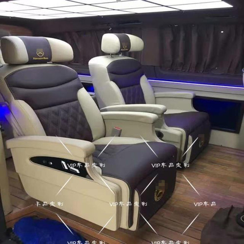 商务车航空座椅 新威霆内饰改装木地板电动座椅床按摩脚托旋转 - 图1