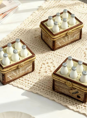 定制立体牛奶箱仿真食玩微缩树脂配件材料摆件奶油胶