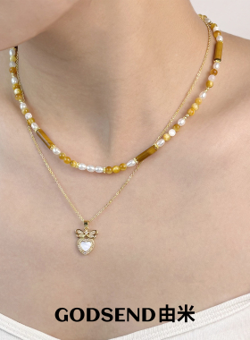 Godsend由米爱心蝴蝶项链高级感轻奢小众贝母吊坠女锁骨链女颈链