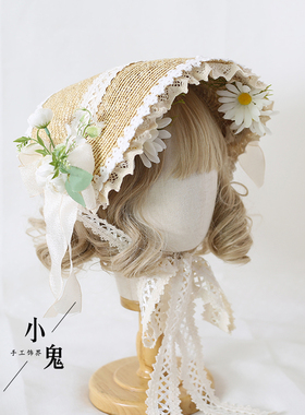 草帽帽子绑带麦杆度假花朵cla