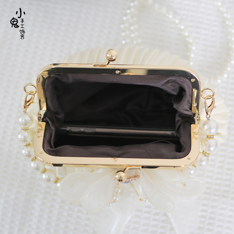 原创手作珍珠蝴蝶结包包Lolita国民大小姐贝壳包斜跨复古包旗袍包,淘宝优惠券,粉丝福利购,淘宝优惠卷