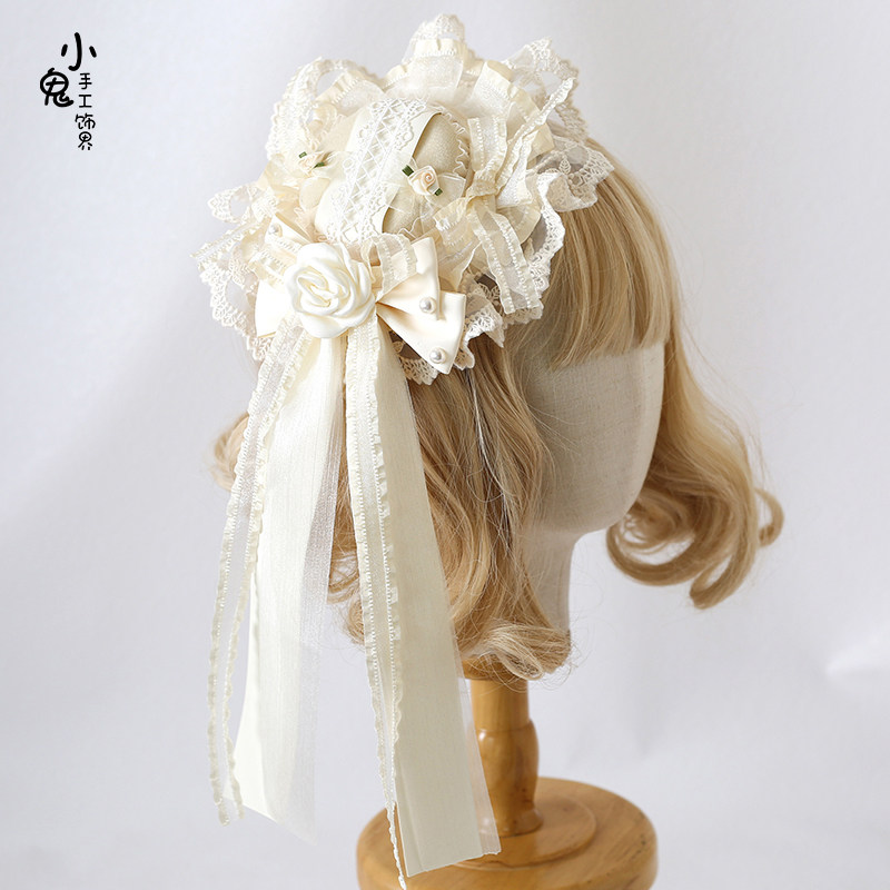 原创Lolita生成色心情限定发带蕾丝蝴蝶结kc小礼帽手袖花丸发夹,淘宝优惠券,粉丝福利购,淘宝优惠卷