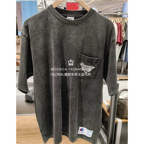 Champion冠军 国内代购 25秋 做旧印花圆领短袖T恤男女U5CSSJM002 - 图0