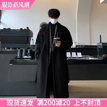 Black big coat man with high level of high sense Korean teas perks over knee non-cashmere winter thickened fur coats