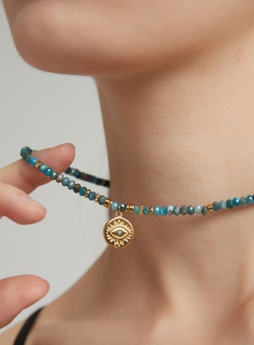 天然石串珠女恶魔天使之眼项链