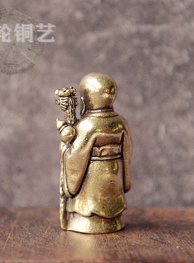 黄铜寿星南极仙翁实心铜人佛像摆件桌面茶宠镇纸摆饰摆摊热卖货源