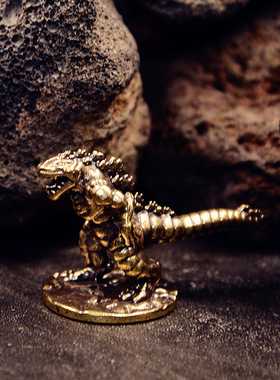 纯黄铜侏罗纪恐龙模型工艺品客厅办公室家居创意饰品桌面摆件