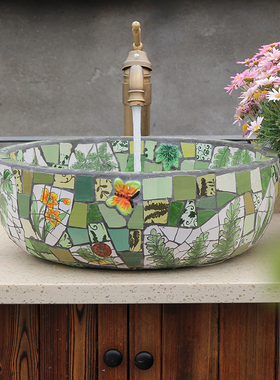 玫瑰小镇田园风露台马赛克摆件