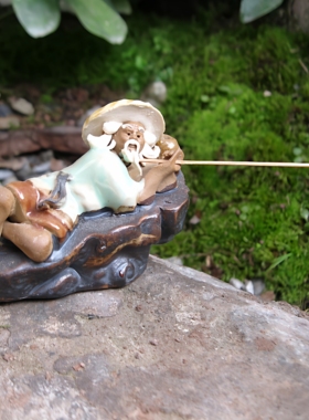 钓鱼翁老头庭院家居饰品桌面装饰