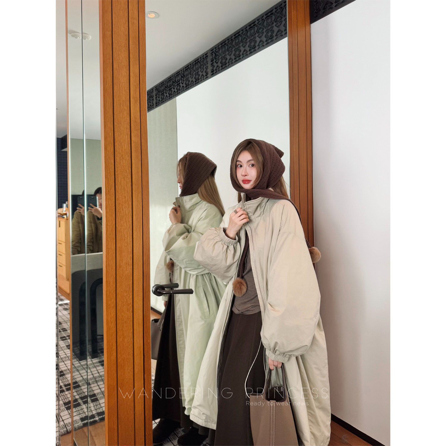 钱美西 90白鸭绒工装廓形长款风衣羽绒服通勤防风保暖百搭外套女,淘宝优惠券,粉丝福利购,淘宝优惠卷