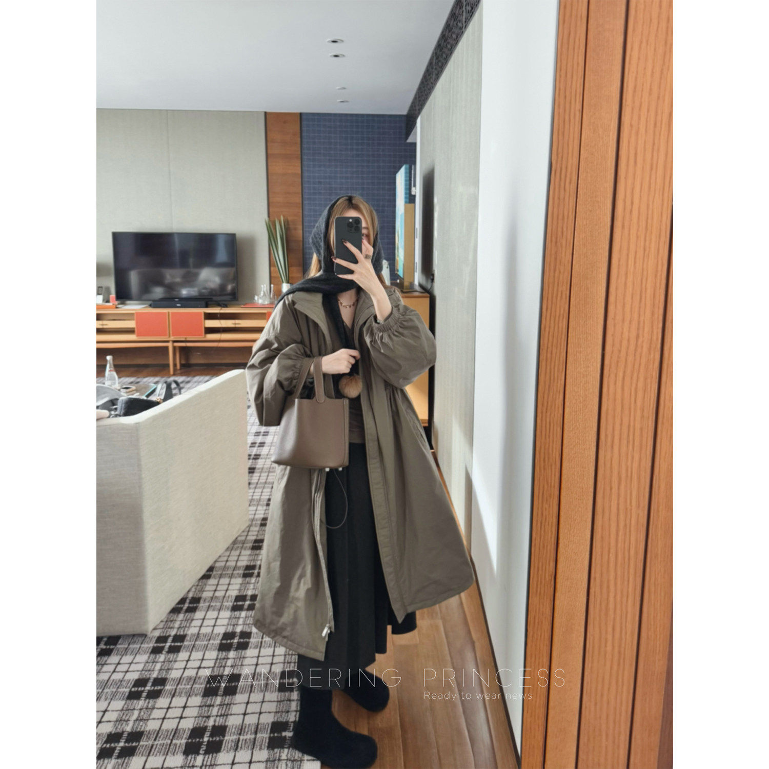 钱美西 90白鸭绒工装廓形长款风衣羽绒服通勤防风保暖百搭外套女,淘宝优惠券,粉丝福利购,淘宝优惠卷