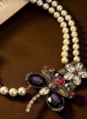 中古vintage复古风耳钉小众设计感高级轻奢气质百搭耳饰蜻蜓项链