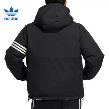 Adidas/Adidas clover down jacket ຂອງແທ້ກິລາຜູ້ຊາຍມີຮູສອງຂ້າງ hooded warm jacket HS7283