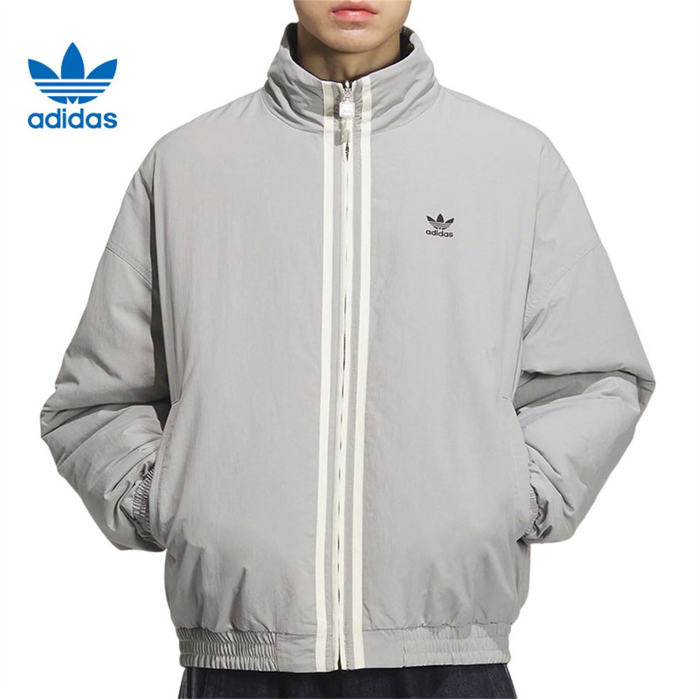 Adidas阿迪达斯三叶草男子双面穿外套25冬新款保暖立领棉服KC0093,淘宝优惠券,粉丝福利购,淘宝优惠卷