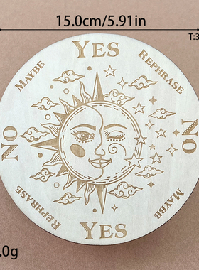 灵摆表盘木制摆板创意塔罗灵摆盘调频杯垫水晶底座SRT疗愈工具