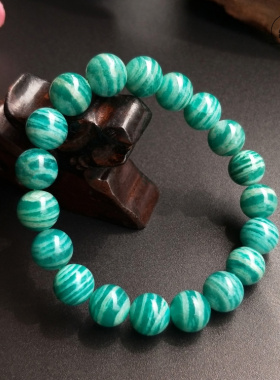 翡翠绿纹理天河石单圈手串