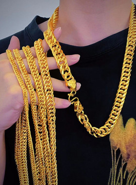 坦克链黄金色项链金包铜