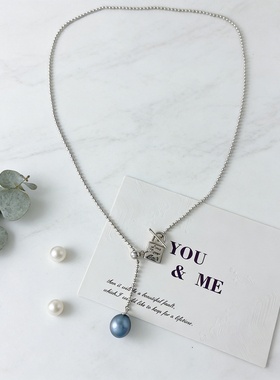 大溪地蓝黑色真珍珠S925银项链吊坠银链强光原产地锁骨链颈链饰品