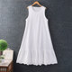 Solid color cotton and linen tank top loose dress