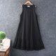 Solid color cotton and linen tank top loose dress