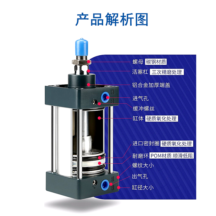 AirTac亚德客标准气缸带磁SC63X25X50X75X100X125X150S大推力气动 - 图2