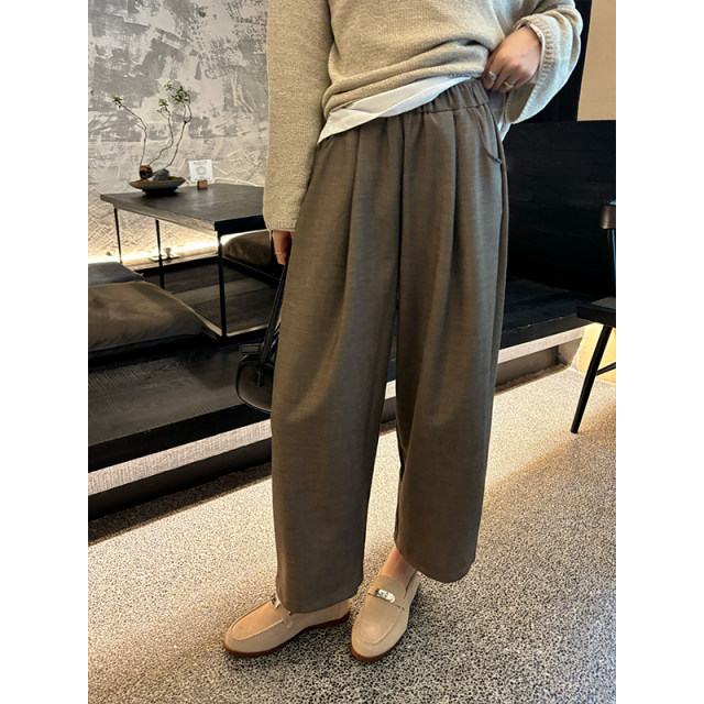 Aqiu minimalist waist elastic suit pants ເກົ້າຈຸດ